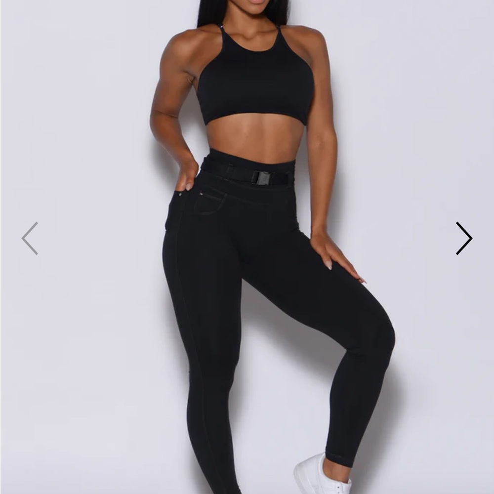 Bombshell Sportswear peach Leggings and lifter sports bra set